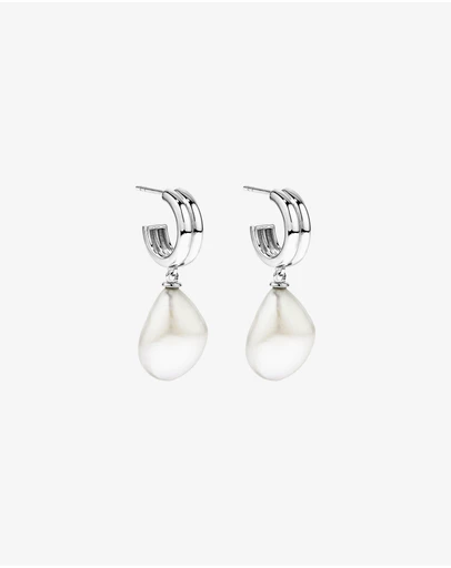 Michael Hill - Two-Row Cultured Freshwater Baroque Pearl Drop Earrings in Sterling Silver