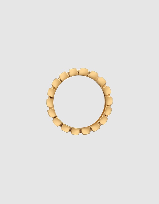 Kuzzoi - ICONIC EXCLUSIVE - Polished Band Ring with Grooves in Gold-Plated 925 Sterling Silver