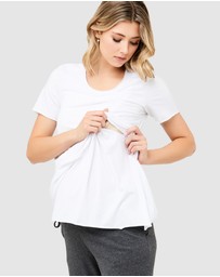 Ripe Maternity - Short Sleeve Raw Edge Nursing Top