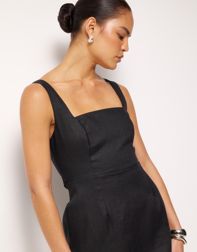 AERE - Kaili Linen Square Neck Mini Dress