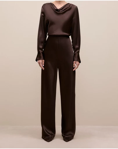 Trenery - Satin Bias Cut Pant in Coffee Bean