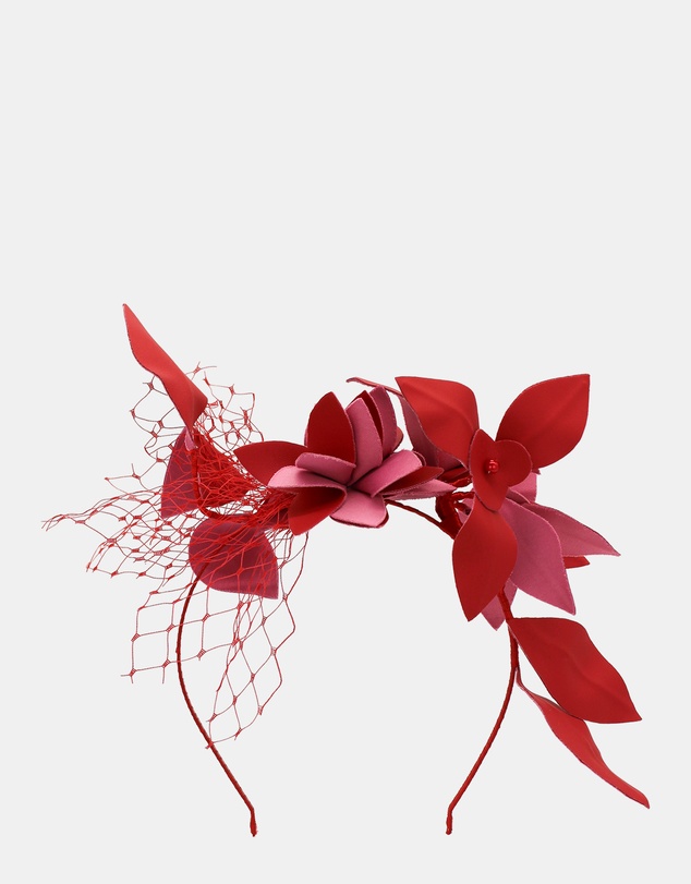Morgan & Taylor - Dulcie Fascinator in Red and Pink
