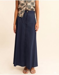 Emme - Navy Cotton Poplin Skirt