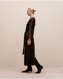 Trenery - Satin Belted Column Dress in Coffee Bean