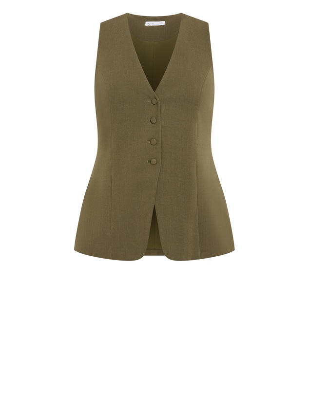 City Chic - Plus Size Tori Vest - khaki