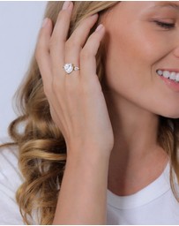 Elli Jewelry - Ring Zirconia Heart 925 Sterling Silver Gold-Plated
