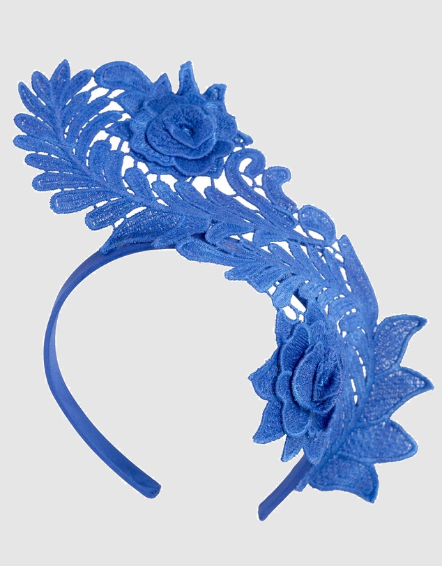 Max Alexander - Lace Crown Blue Headband Fascinator