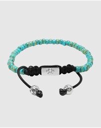 Nialaya Jewellery - Men's Miyuki Beaded Bracelet with Turquoise and Silver