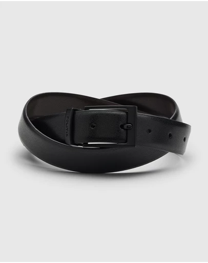 Politix - Pebble Grain Leather Dress Belt With Pin Buckle