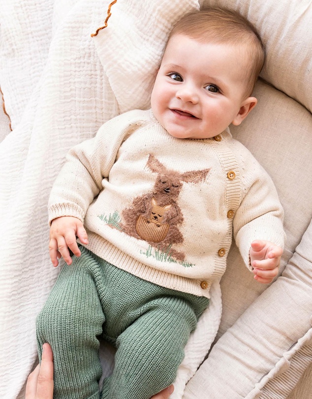 Bebe by Minihaha - Charlie Kangaroo Organic Knitted Cardigan - Babies