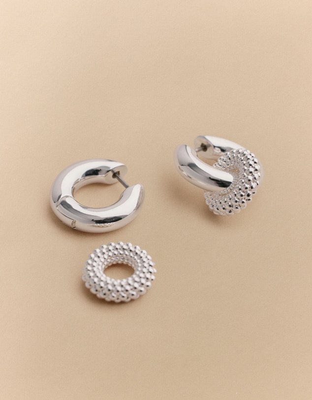Trenery - Rava Drop Hoop Earrings in Silver