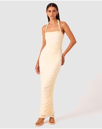 SNDYS - Gianna Ruched Halterneck Maxi Dress