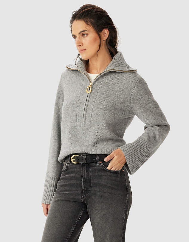 R.M.Williams - Casuarina Lambswool Zip Knit Jumper