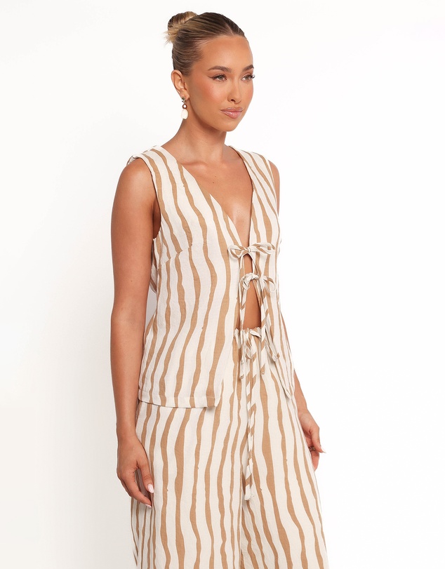 Petal & Pup - Marmo Tie Vest Top - Tan Stripe