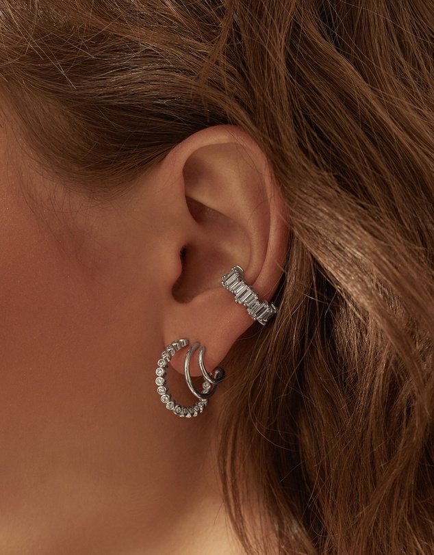 Wanderlust + Co - Triple Pave 13mm Hoop Earrings