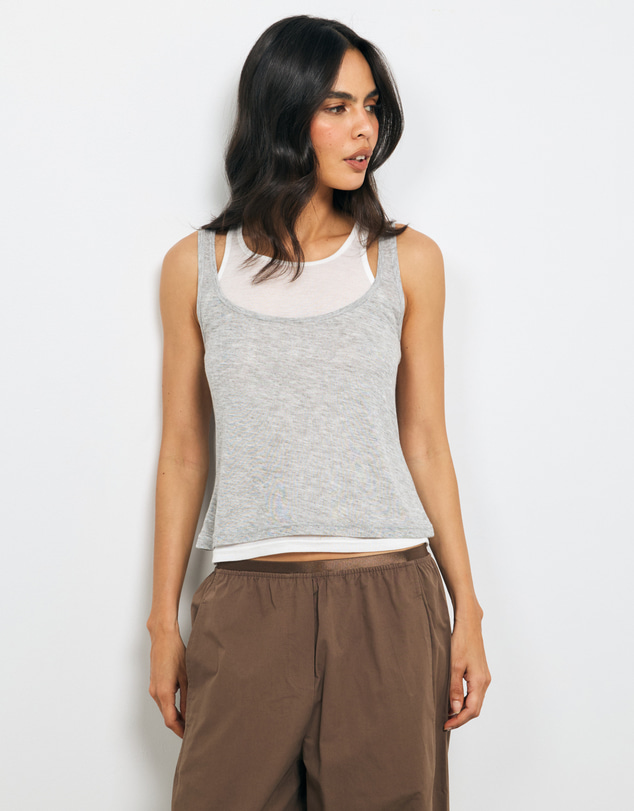 AERE - Semi Sheer Double Layered Tank