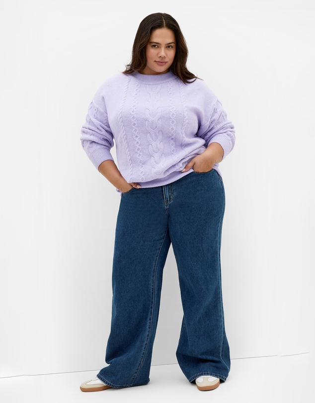 City Chic - Plus size Claudia Relaxed Knit Jumper - lilac