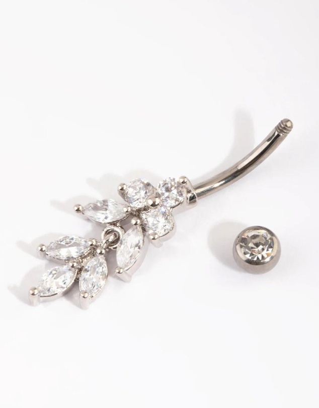 Lovisa - Titanium Marquise Diamante Belly Bar