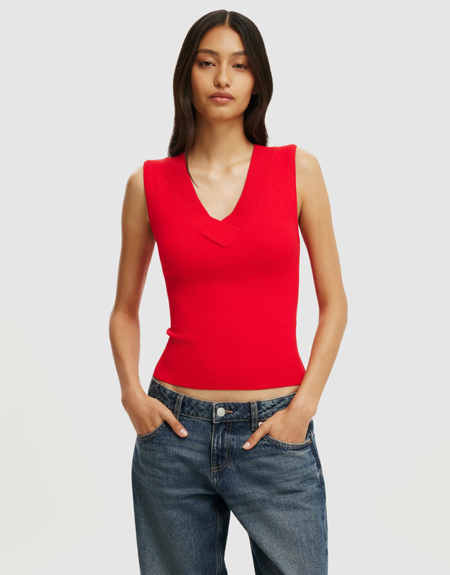 Cotton On - Double Knit V Neck Tank