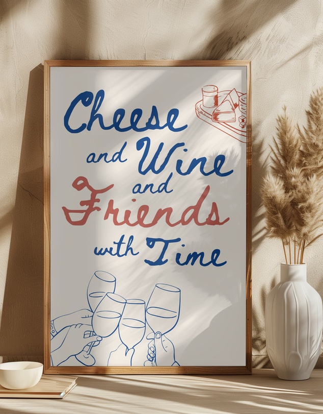 Olive et Oriel - Cheese And Wine... by Ohkimiko Art Print