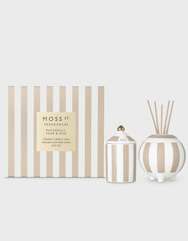 Moss St Fragrances - Patchouli, Pear & Oud Mini Candle & Diffuser Gift Set