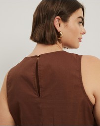 Atmos&Here Curvy - Hope Linen Blend Tiered Mini Dress
