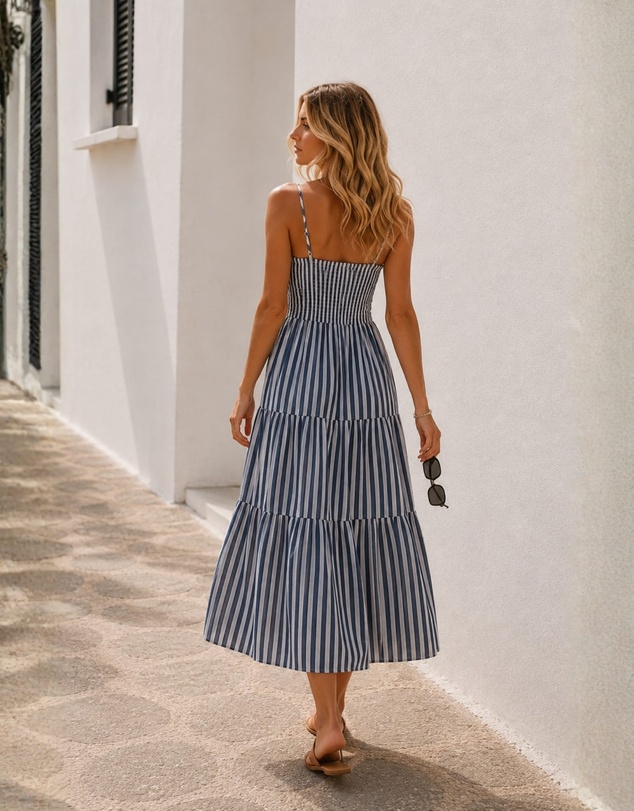 Esther & Co - Sona Dress - Navy Stripe