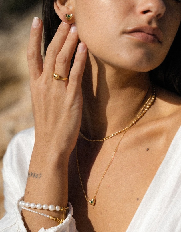 Ottoman Hands - Marina Green Heart Necklace