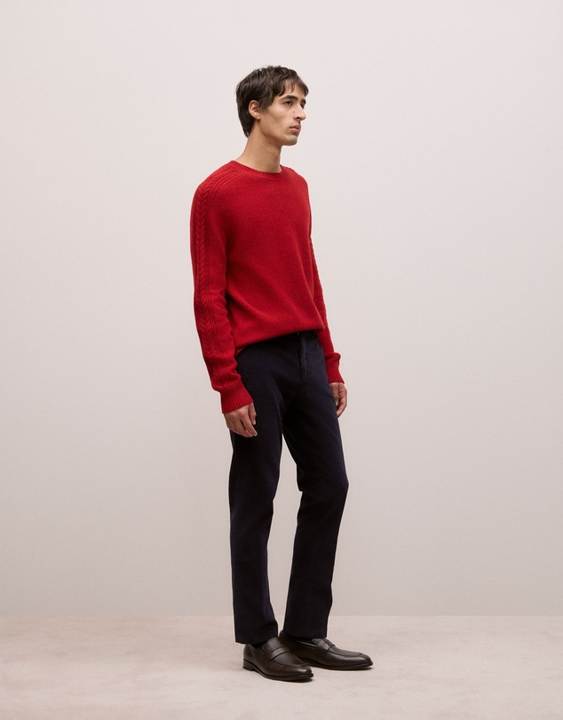 Trenery - Merino Cable Detail Crew in Spice Red