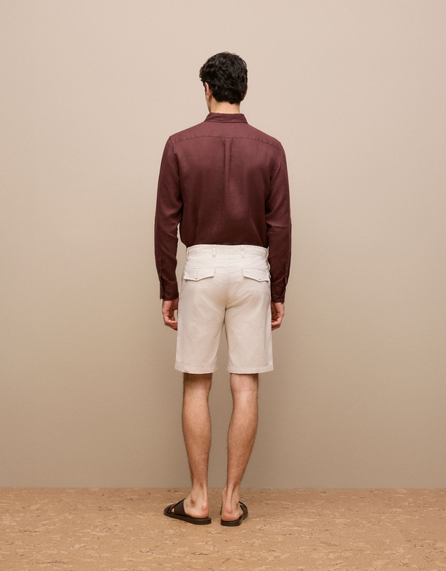 Trenery - Stretch Cotton Dobby Longline Short in Chalk