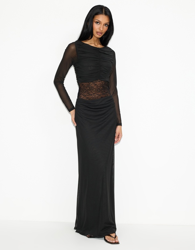 Dazie - Cassandra Long Sleeve Lace Maxi Dress