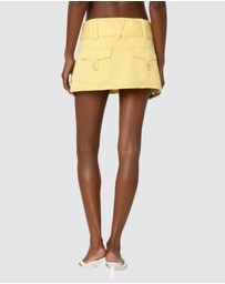EDIKTED - Belted Denim Wrap Mini Skirt