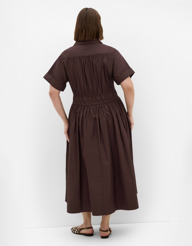 City Chic - Plus size Lana Midi Shirt Dress - chocolate