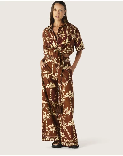 MOS The Label - Deia Print Tie Front Shirt