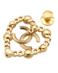 Pre-Loved by Azura Reborn - Pre-Loved CC Gold Plated Rhinestone Faux Pearl Heart Brooch