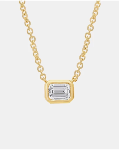 Zoe Olivia - 9K Gold Emerald Lab Grown Diamond Necklace