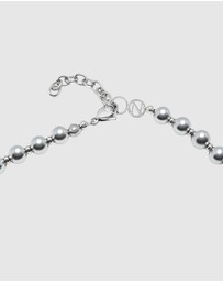 Nialaya Jewellery - 8mm Metallic Pearl Necklace with Silver