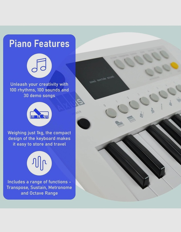 iWorld - Axus Mini Keyboard 37 Key Keyboard - White