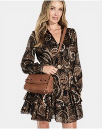 GUESS - Brown Melinda Top Handle Flap Bag