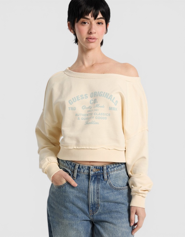 GUESS Originals - GUESS Originals Eco Boat Neck Distressed Sweatshirt