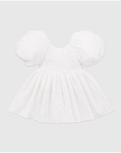 Bebe by Minihaha - Puff Sleeve 3D Floral Emb Dress