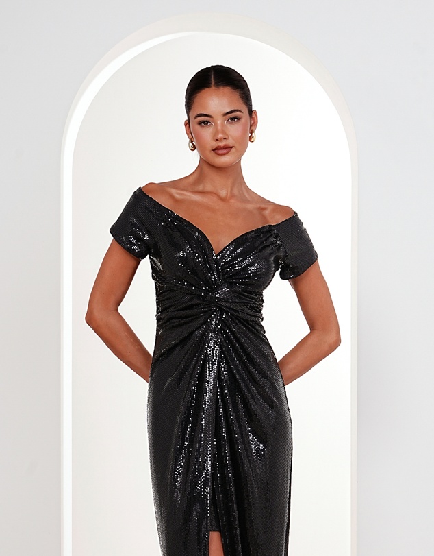 Pilgrim - Raven Off Shoulder Twist Gown