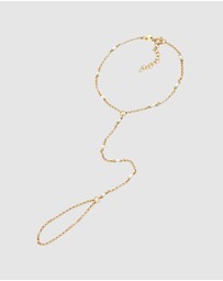 Elli Jewelry - Bracelet Hand Chain Trend with Shell Core Pearls in 925 Sterling Silver Gold Plated