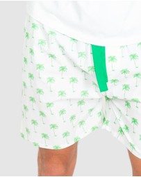 Sant And Abel - Men's Green Palm Tree Sleep Shorts