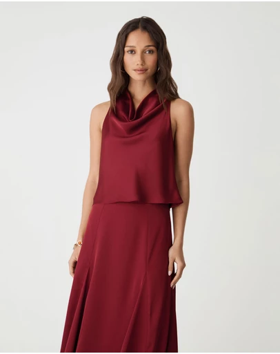 Forcast - Freya Satin Cowl Top