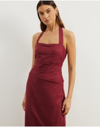 Atmos&Here - Bec Halter Neck Linen Blend Midi Dress