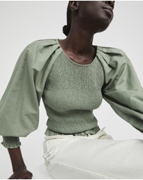 Witchery - Cotton Ramie Shirred Blouse
