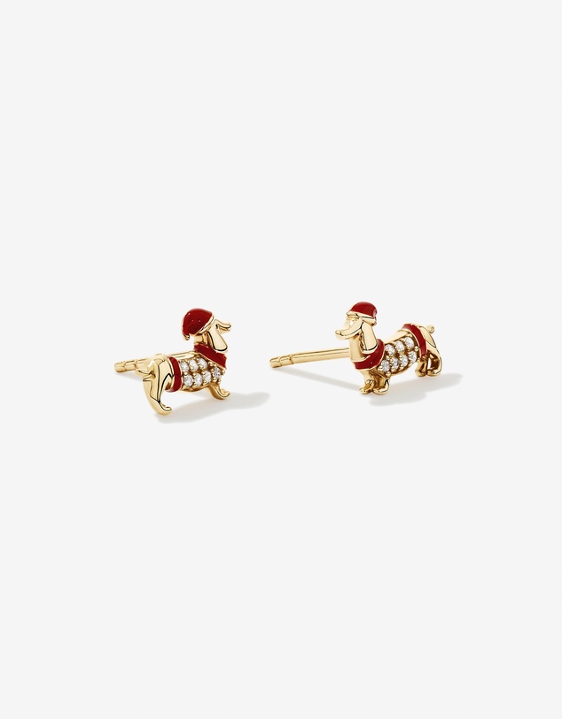 Michael Hill - Dachshund Stud Earrings with Cubic Zirconia in 10kt Yellow Gold