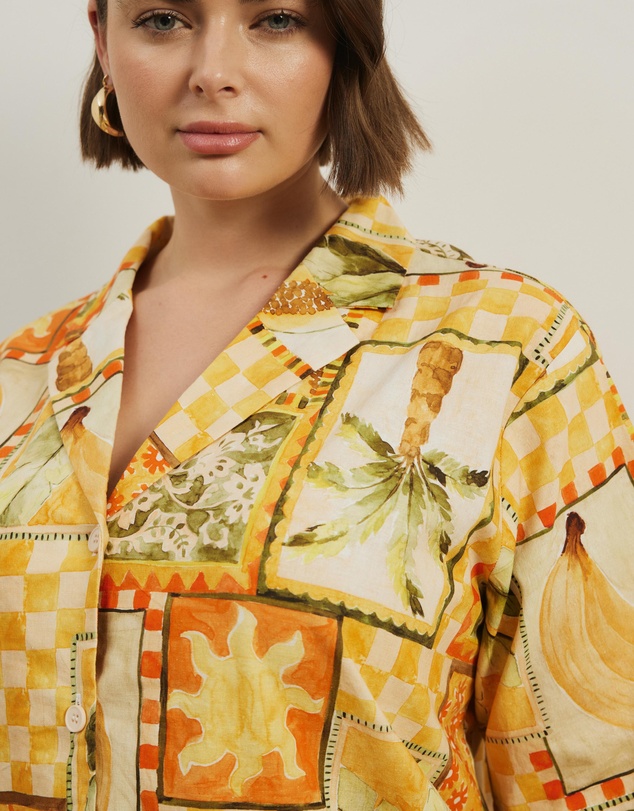 Atmos&Here Curvy - Paradise Linen Blend Shirt