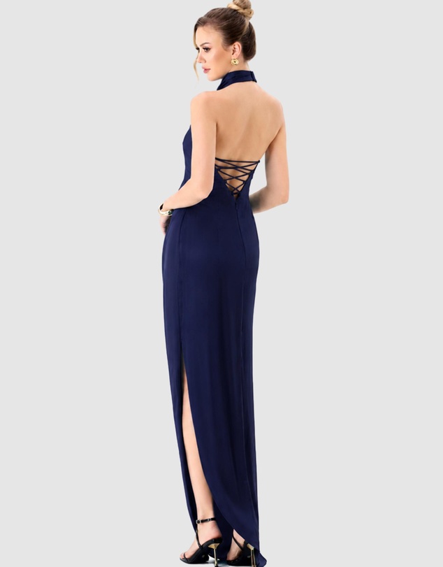 Bariano - Aaliyah High Neck Cowl Gown
